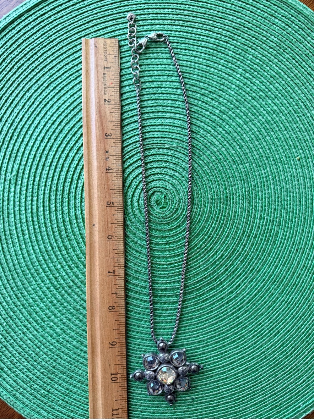 Brighton Silver Flower Crystal Pendant Necklace